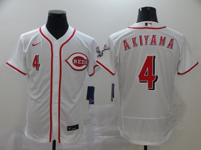 Men Cincinnati Reds 4 Akiyama White Nike Elite MLB Jerseys